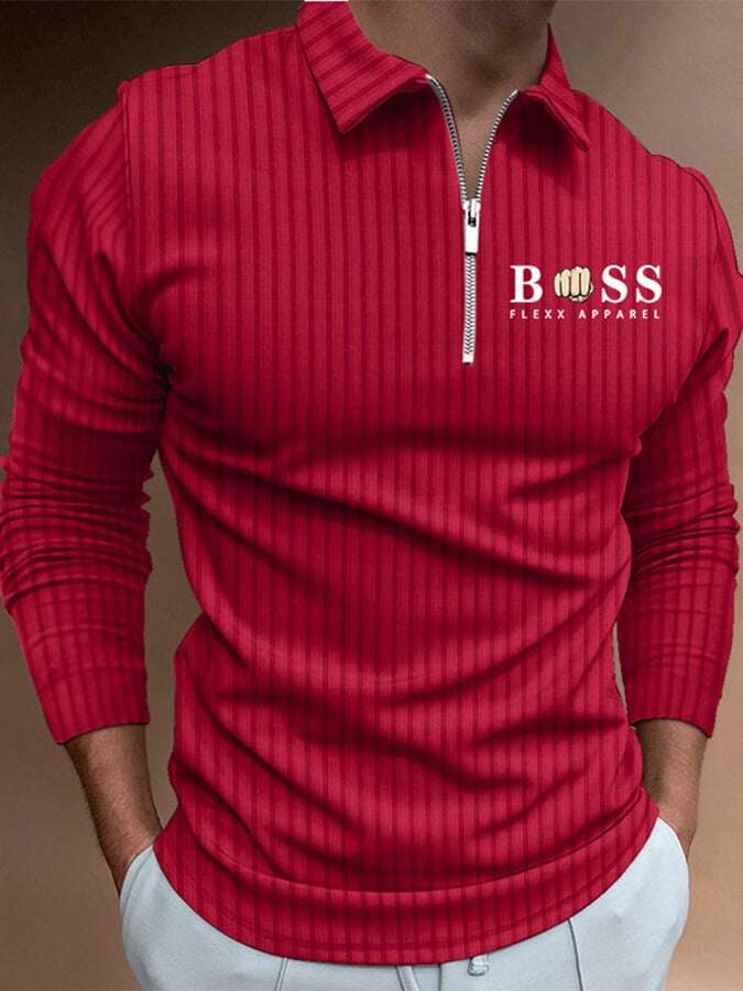 Pulôver com estampado de riscas e letras polo casual