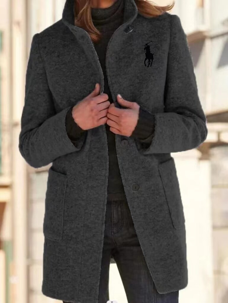 💝CASACO DE LÃ COM GOLA SÓLIDA E UM PEITO