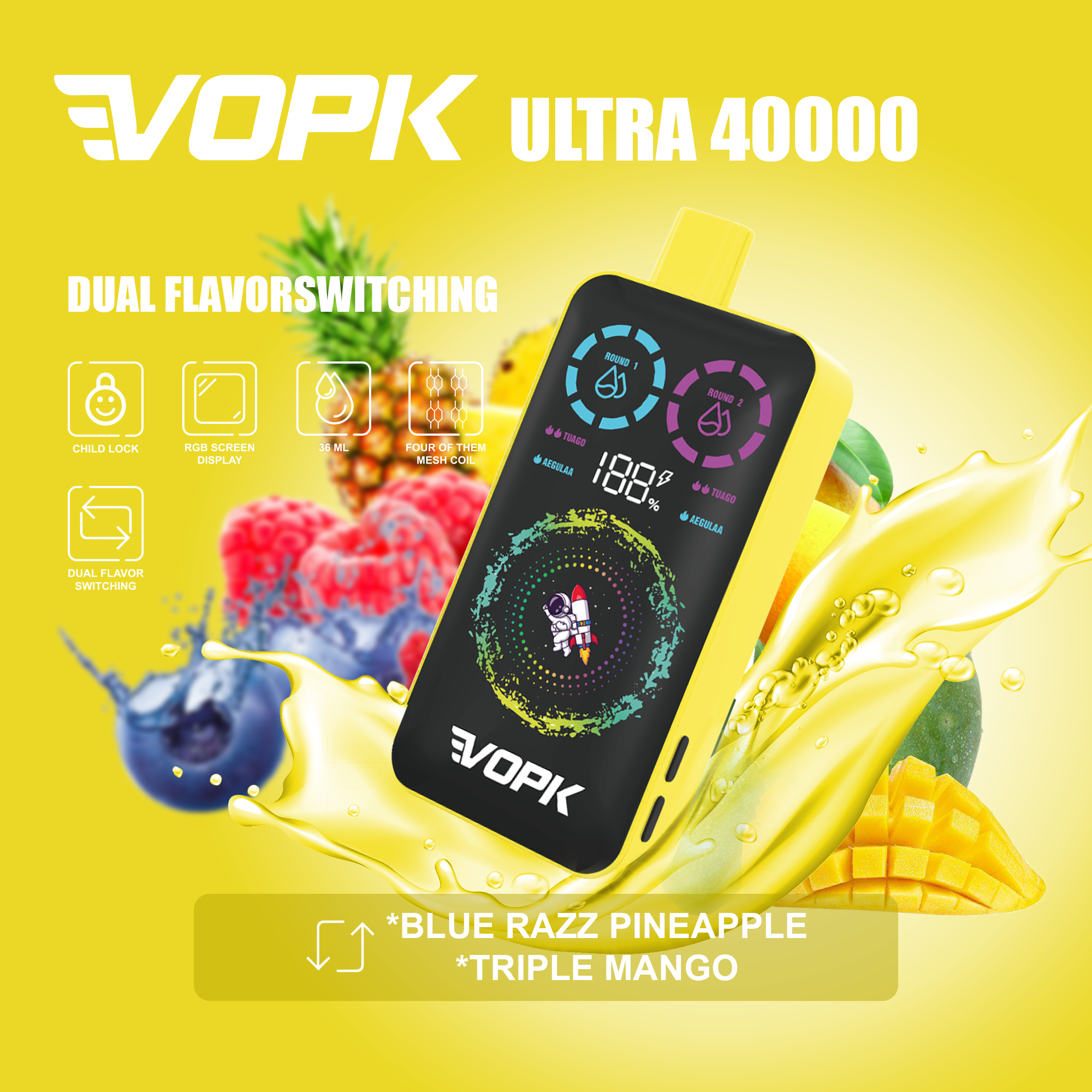 VOPK ULTRA 40000 Puffs Double Taste jednorazowe Vape - zaawansowane funkcje dla maksymalnej przyjemności B