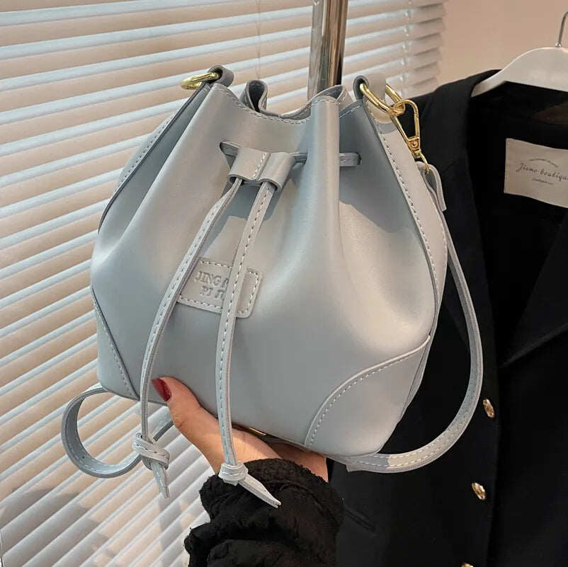 Balde de ombro xadrez bordado moda retrô de grande capacidade