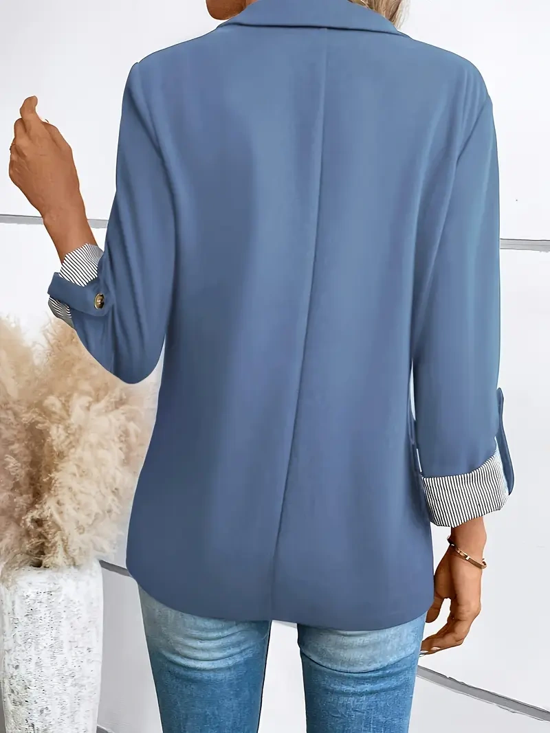 Jaqueta elegante – Gola, botões, mangas compridas, perfeita para o escritório.
