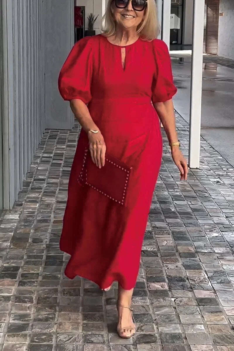 👗💞 Vestido de linho algodão em cor sólida