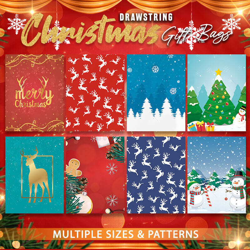 Sacos de presente de Natal com cordão