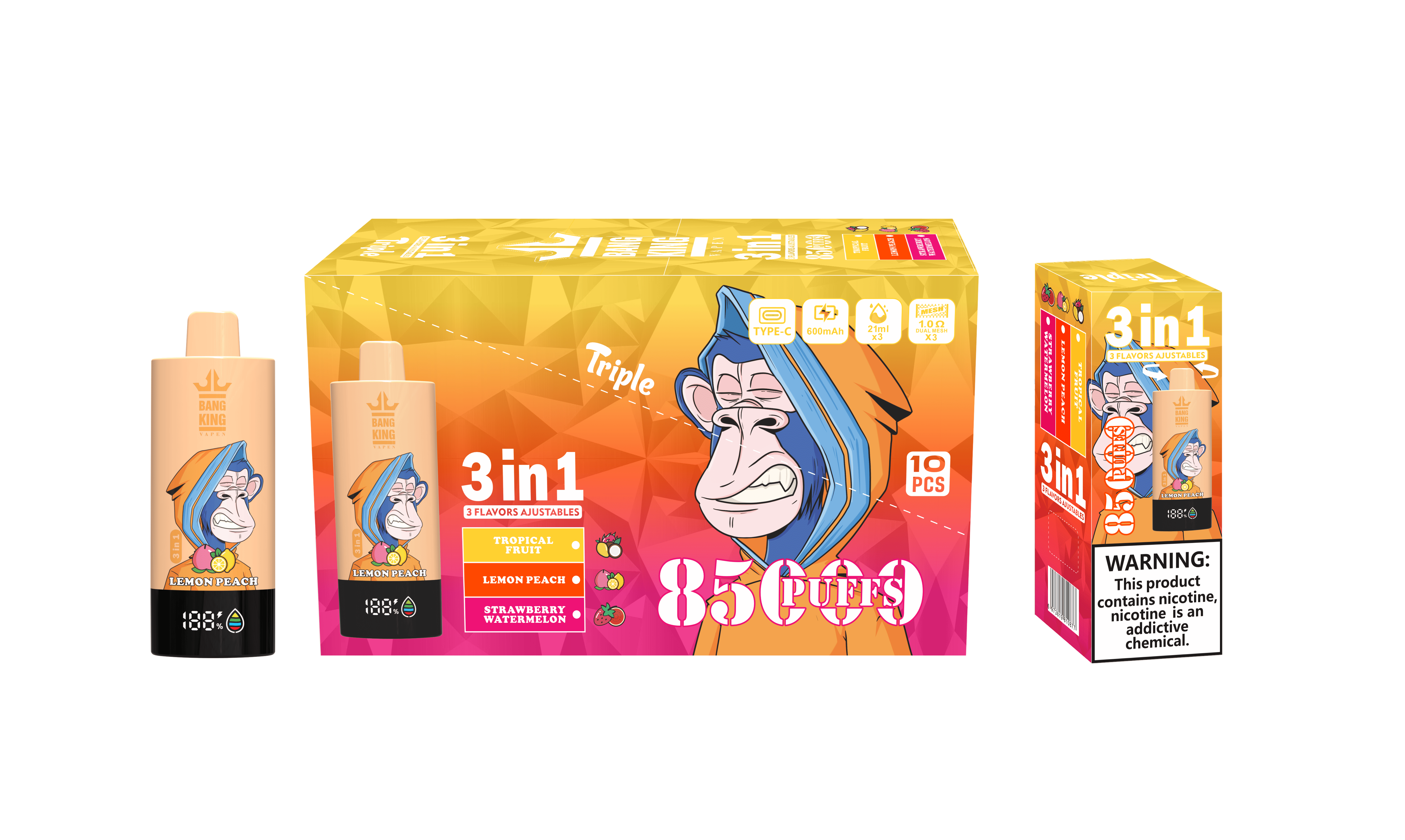 Bang King Triple 85000 puffs 3-in-1 Disposable Vape
