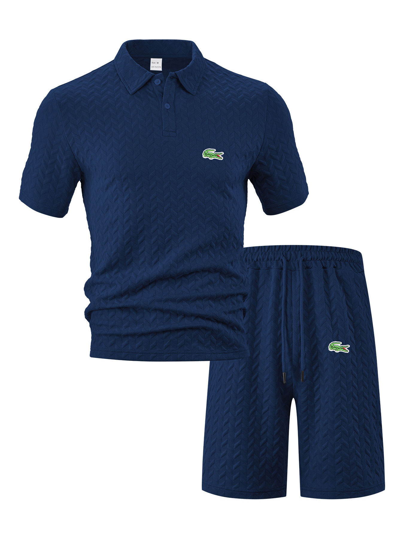 Lacoste Męski Premium Casual Business Sport Krótkie spodenki z krótkim rękawem Polo Garnitur