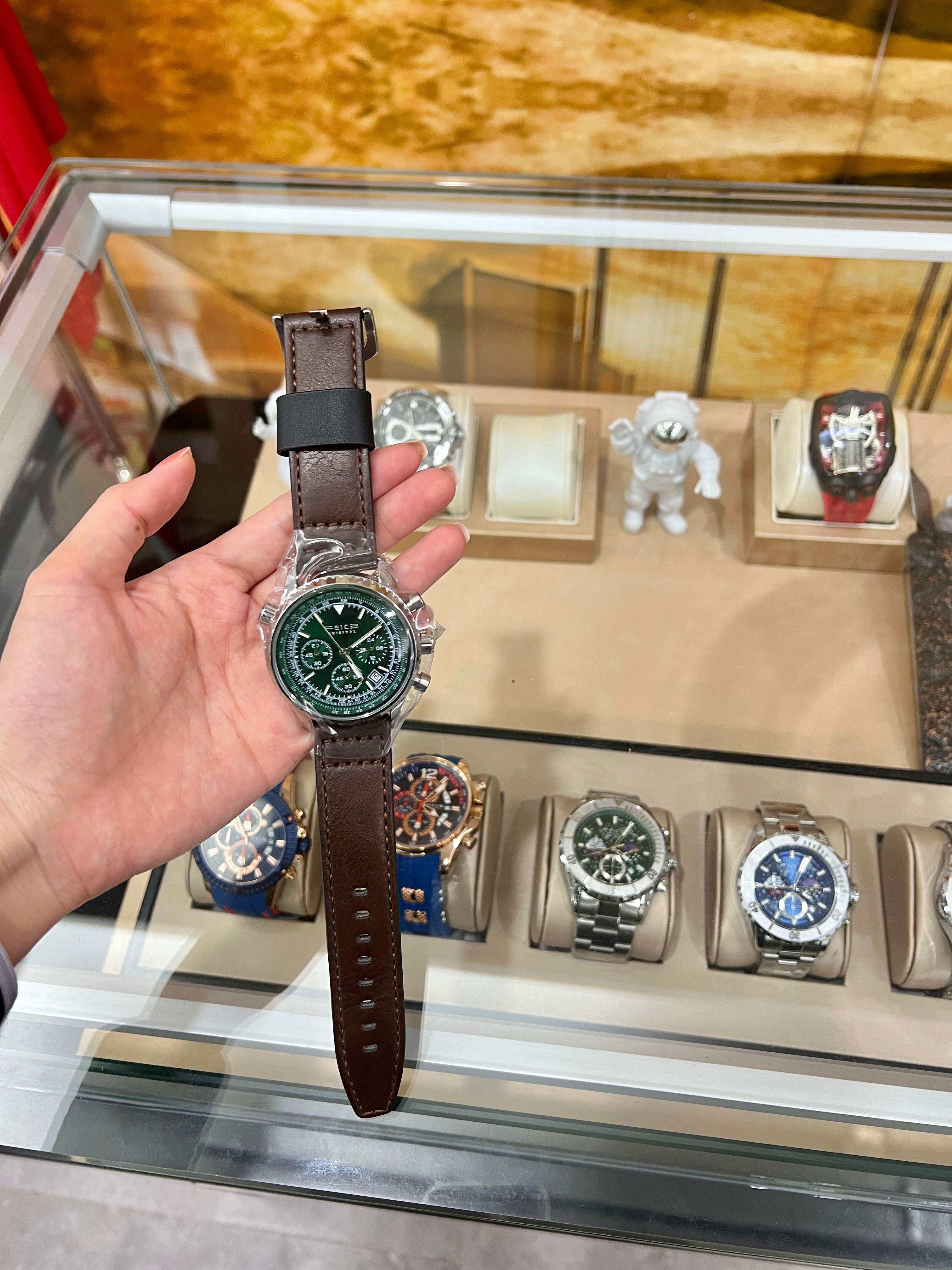 FEICE FK812 Мъжки часовници Многофункционални ръчно сглобени винтидж зелени часовници за мъже