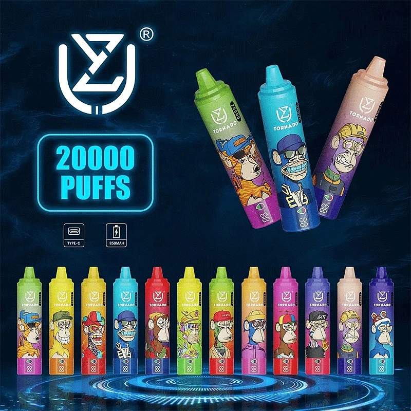 UZY Tornado 20000 szippantás 0% 2% 3% 5% nikotin LED kijelző új elektronikus cigaretta toll