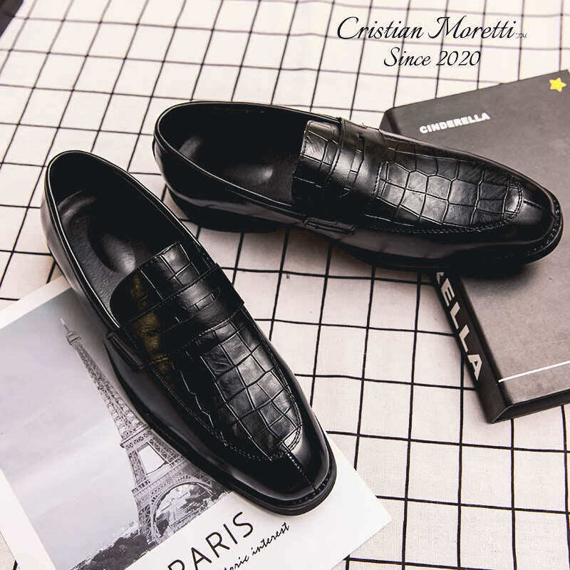 Sapatos Enrico Vitali™ em couro legítimo sem cadarço