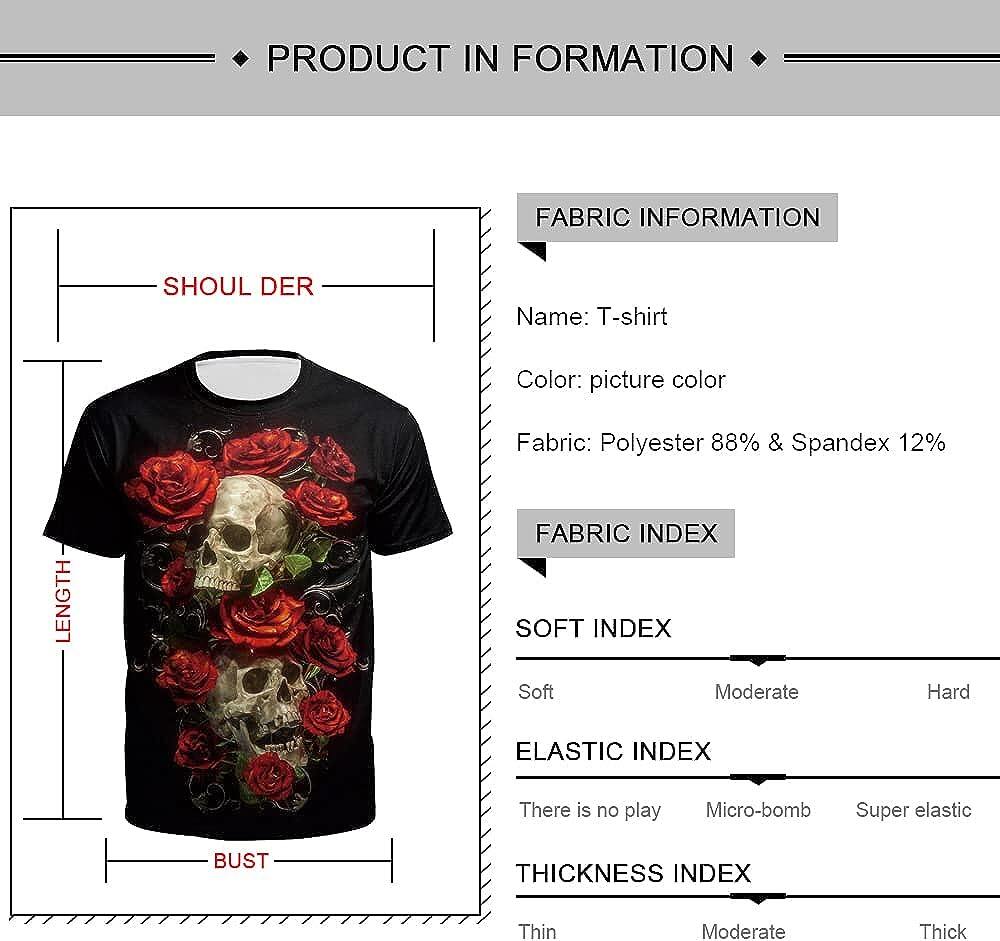 Men's 3D Print Skull T-Shirt 3D Creative Print Short Sleeve T-Shirt Casual Round Neck Novelty Street Fashion Tees Shirt