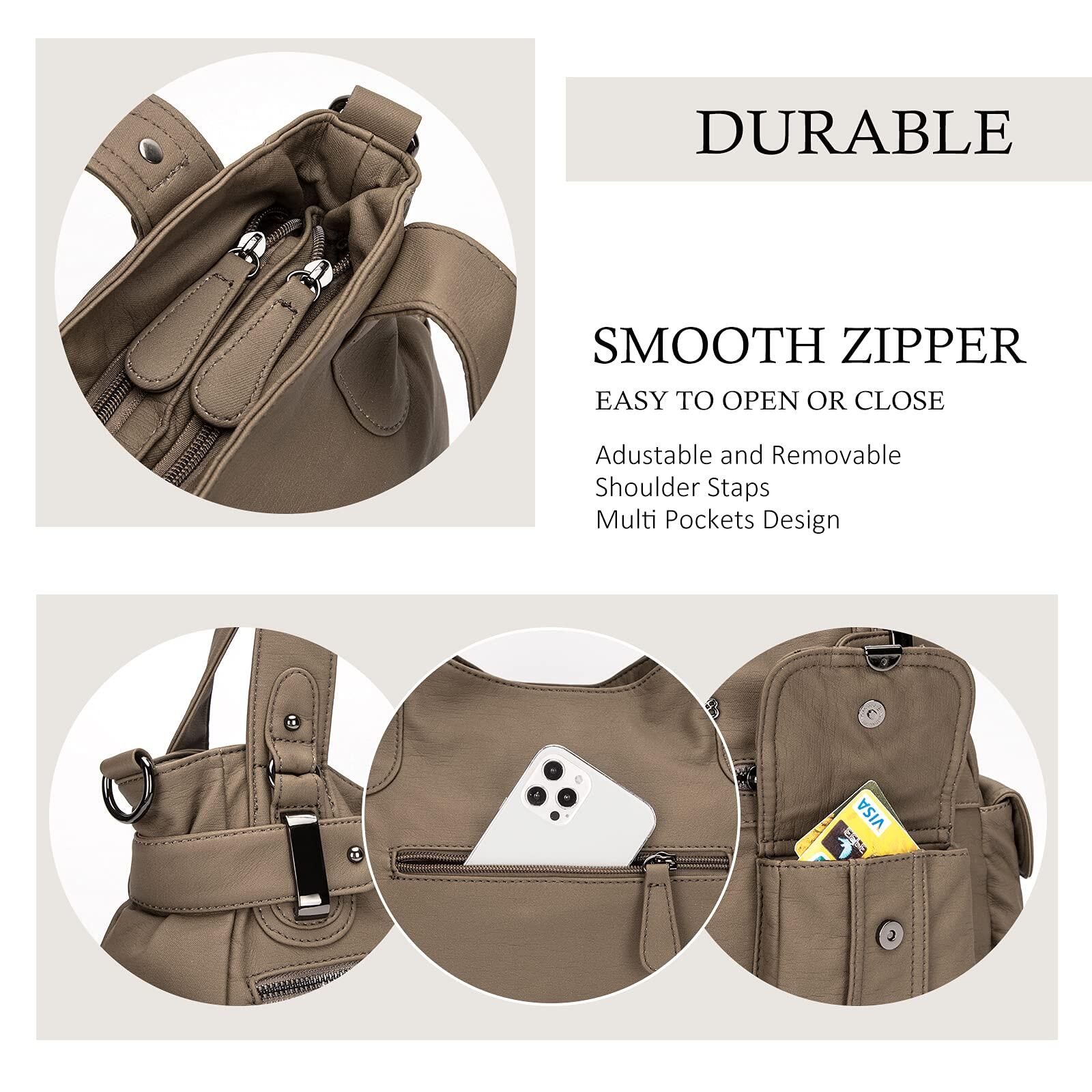 Bolsa de couro premium com muitos bolsos