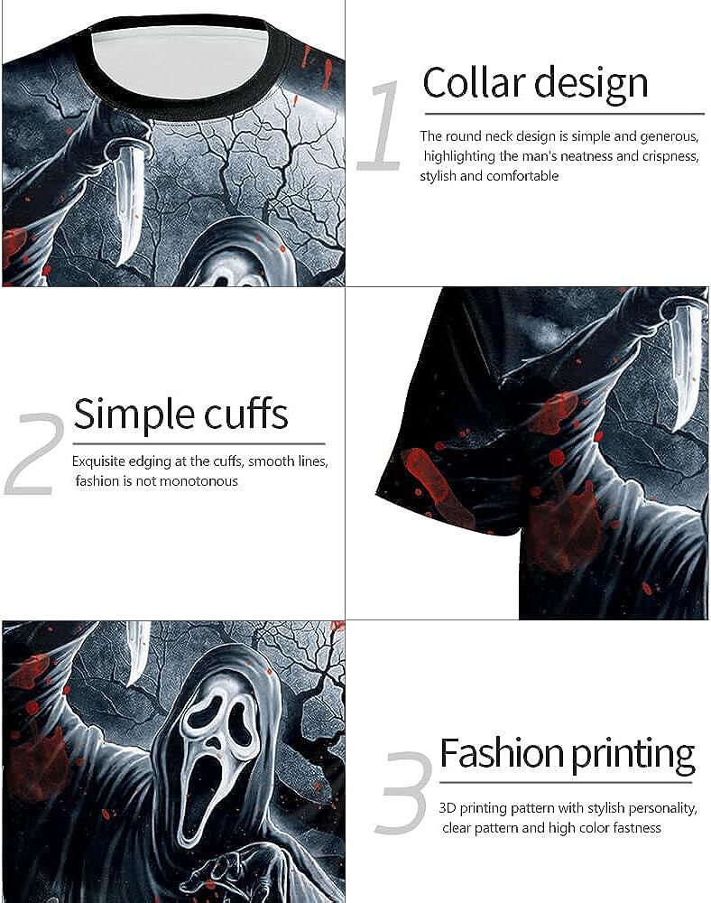 Men's 3D Print Skull T-Shirt 3D Creative Print Short Sleeve T-Shirt Casual Round Neck Novelty Street Fashion Tees Shirt