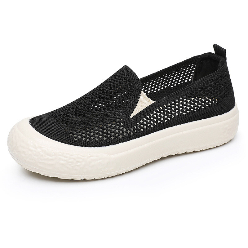 Mocassins de malha femininos de verão, sapatos casuais baixos