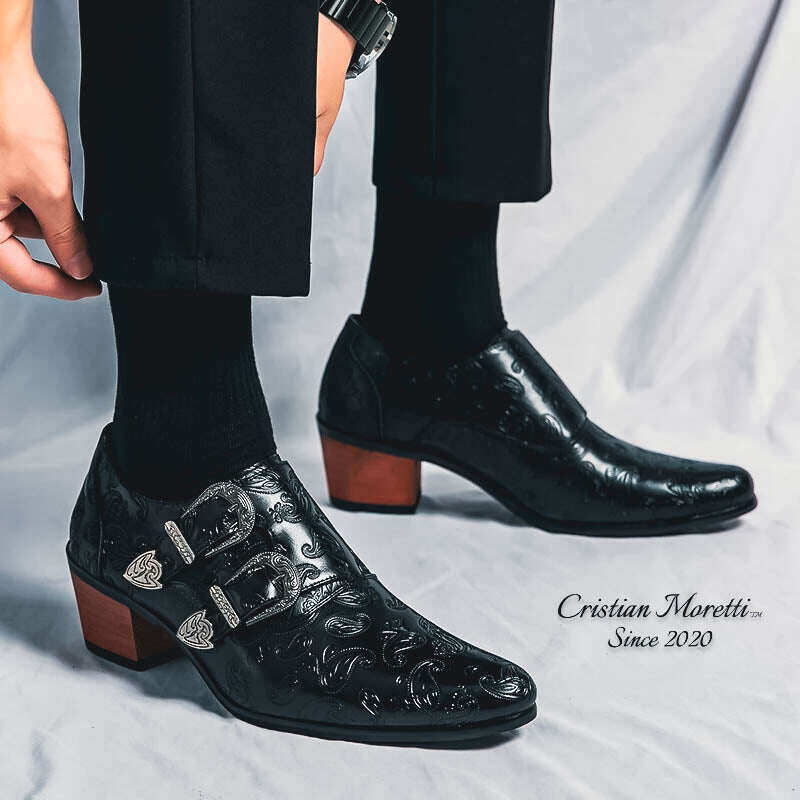 Sapatos de couro com fivela dupla Carlo Mancini™