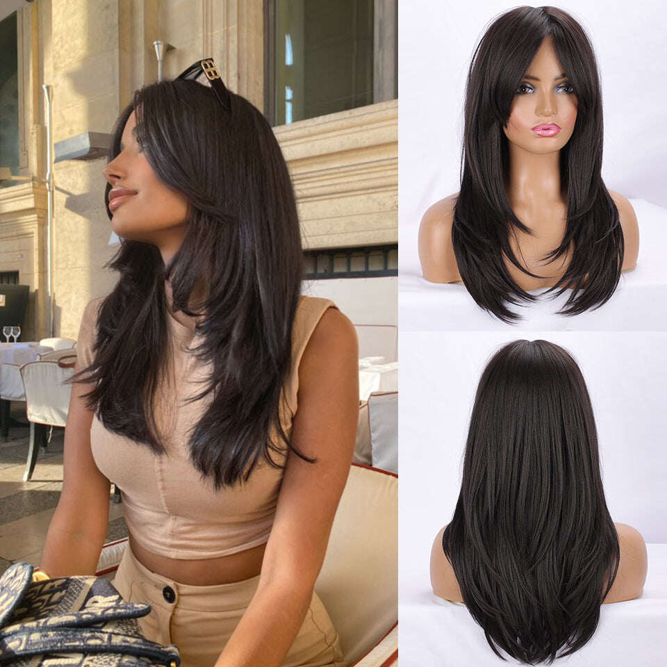Ins Hot Ombre Blonde Wig with Bangs Long Curly Wig