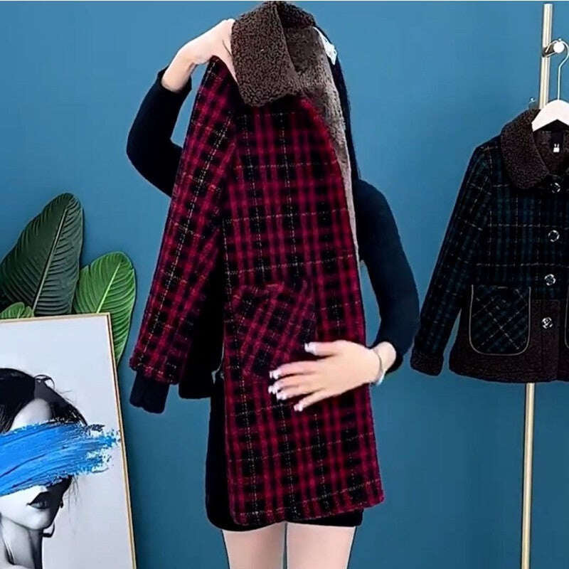 🎁Melhor presente para mulheres💖✨Casaco grosso de pelúcia de comprimento médio para mulheres