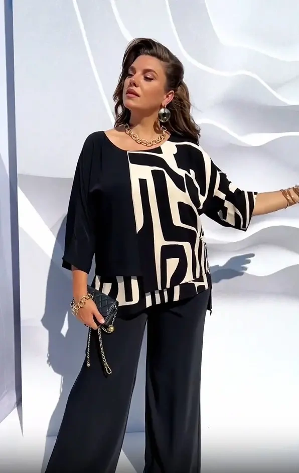 【S-5XL】❤️2024 nova camisa elegante de mulher com gola redonda