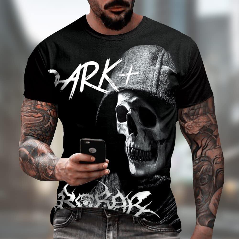 Men's 3D Print Skull T-Shirt 3D Creative Print Short Sleeve T-Shirt Casual Round Neck Novelty Street Fashion Tees Shirt
