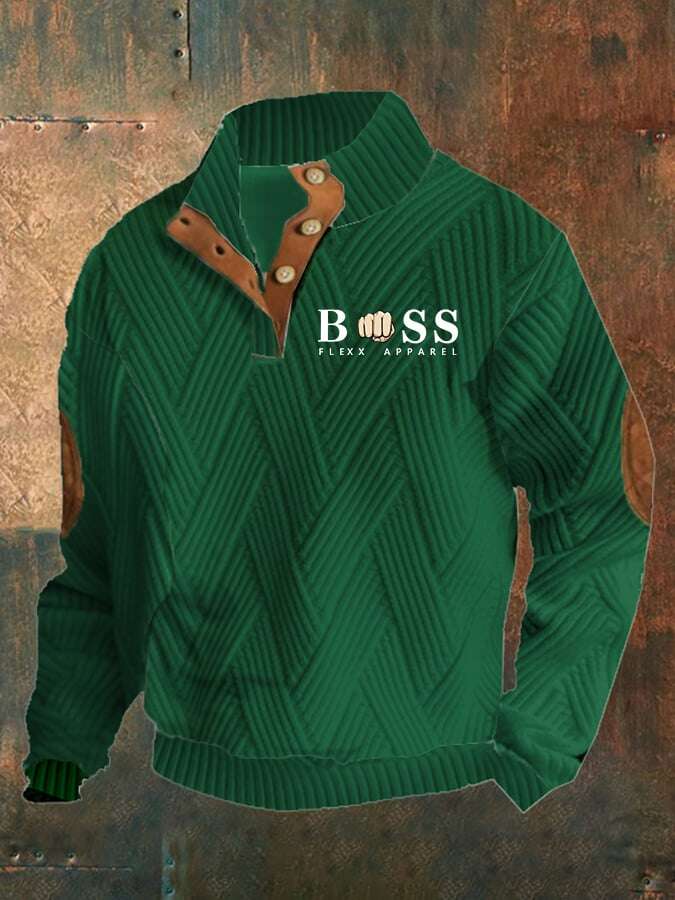 Sweatshirt casual para homem com design de letras retro em tecido xadrez jacquard