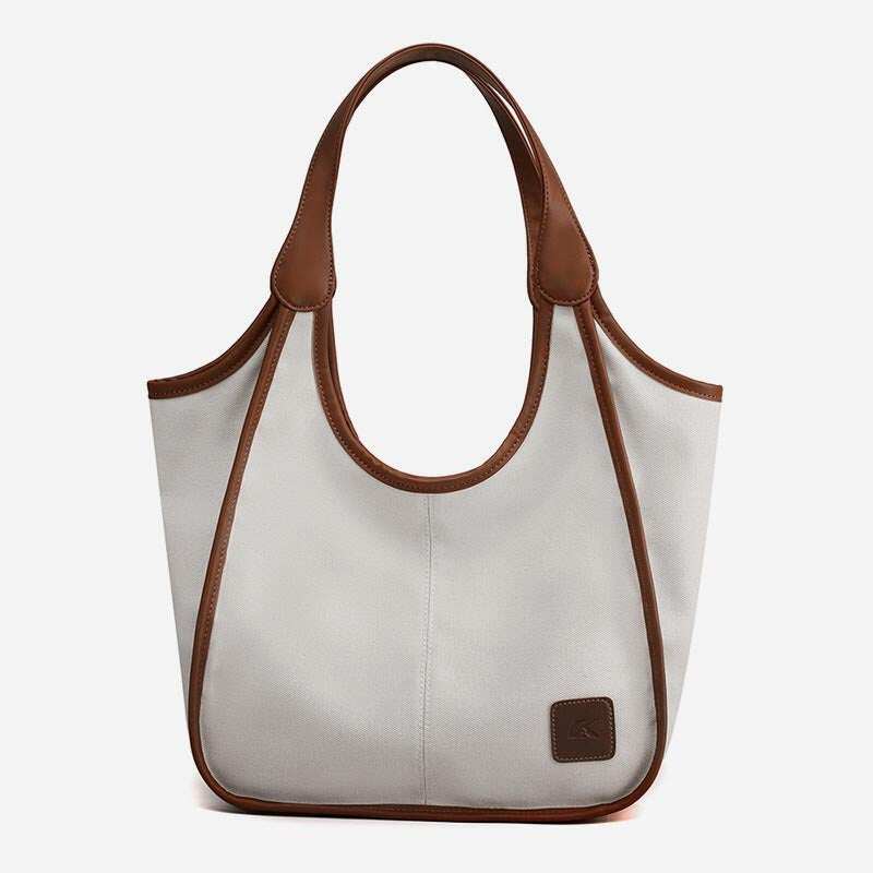 Bolsa de ombro retrô simples feminina, leve, espaçosa, bolsa de lona vintage