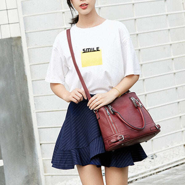 Bolsa feminina de couro macio de grande capacidade Bolsa resistente bolsa de ombro de lazer