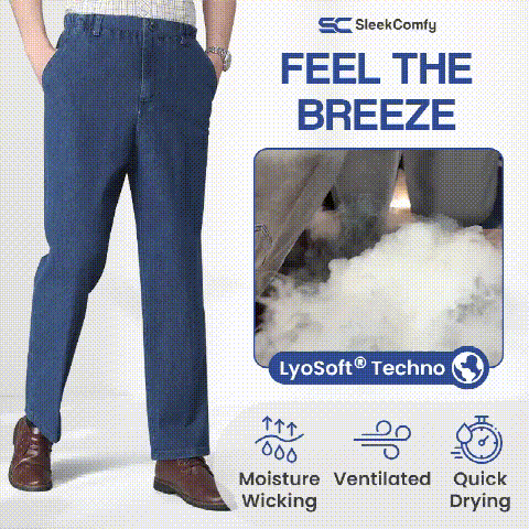 SleekComfy - Calça jeans reta com ajuste regular e conforto para o dia todo