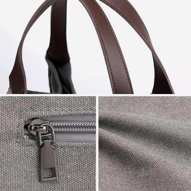 Bolsa feminina média com três compartimentos Bolsa de ombro espaçosa em lona