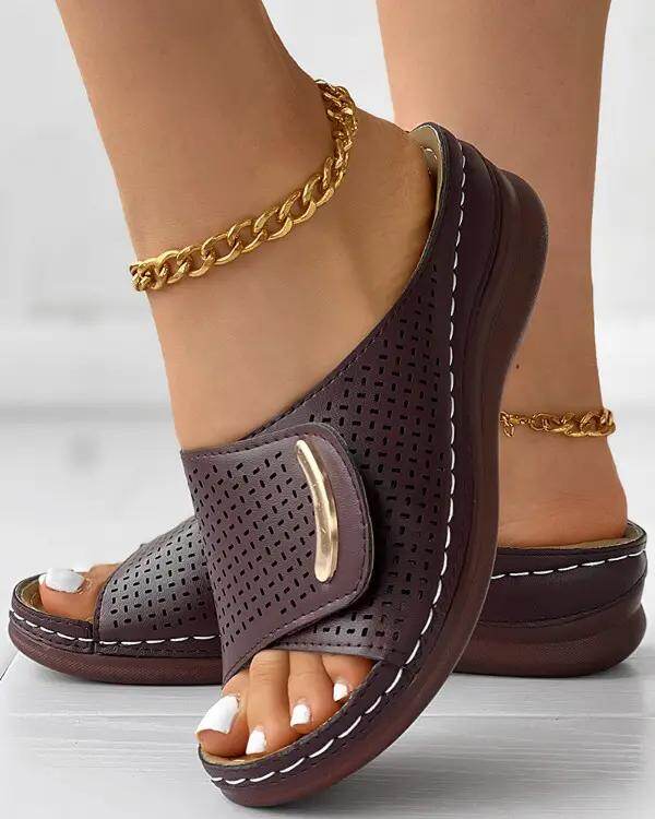 🔥Último dia 50% DE — Chinelos ortopédicos Peep Toe Hollow Out