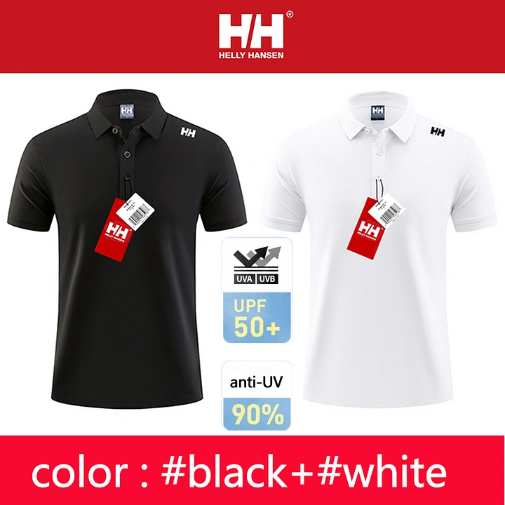 Camisa polo masculina Helly Hansen, resistente a UV, respirável, que absorve a umidade (pacote com 2)