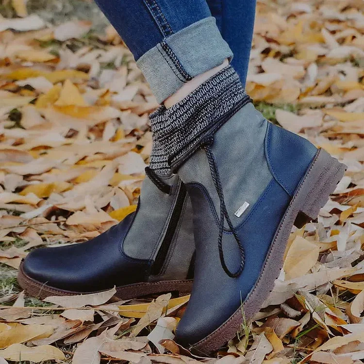 🔥Último dia de promoção 50% OFF - Botas femininas casuais vintage de couro com zíper