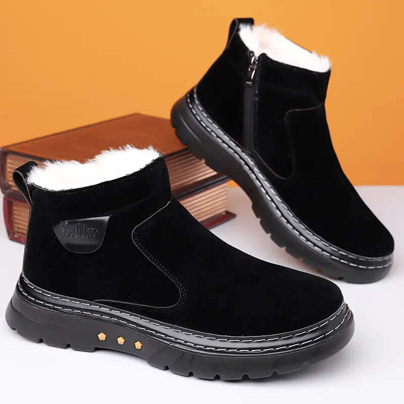 【38-46】Novas botas masculinas de neve de inverno, espessadas com veludo e quentes