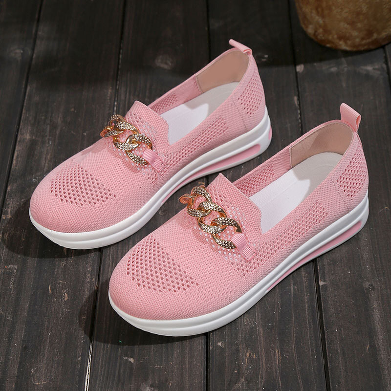 🔥ÚLTIMO DIA 49% DE DESCONTO - Tênis de cunha ortopédico tecido respirável feminino