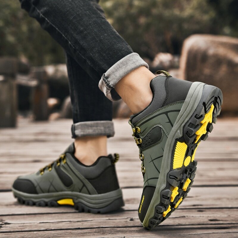 (🔥Mais vendidos)  Últimos sapatos de caminhada ao ar livre de couro genuíno masculino antiderrapante à prova d'água