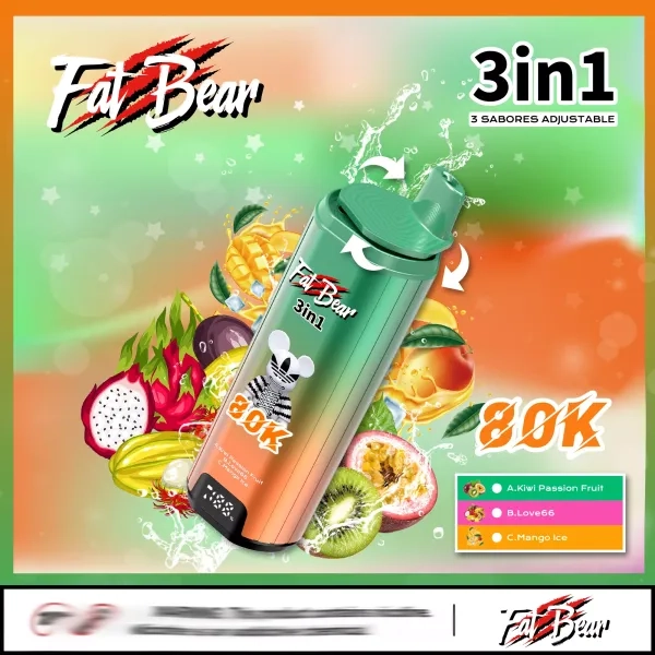 AIVONO AIM FAT BEAR 80000 PUFFS VAPES Watermelon ice + peach berry + cherry cola