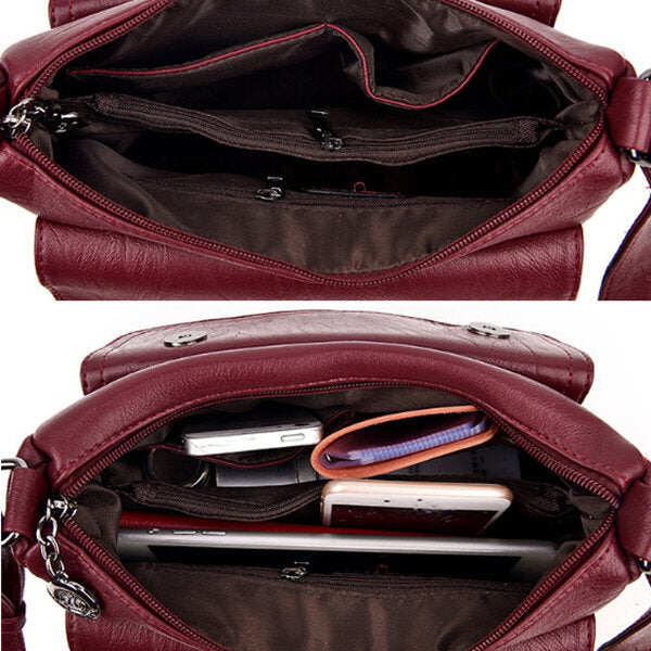 Bolsa de ombro sólida feminina Bolsa de ombro casual com vários slots