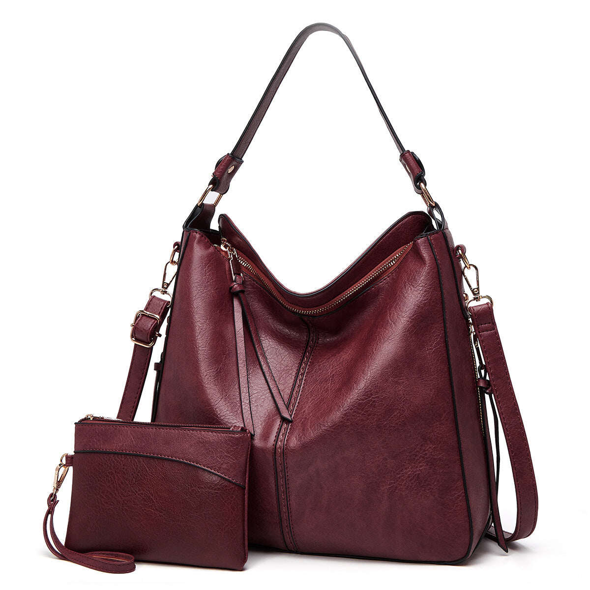 🔥Restam apenas 10 unidades🔥Bolsa tote antifurto de couro estilo Hobo de luxo + carteira