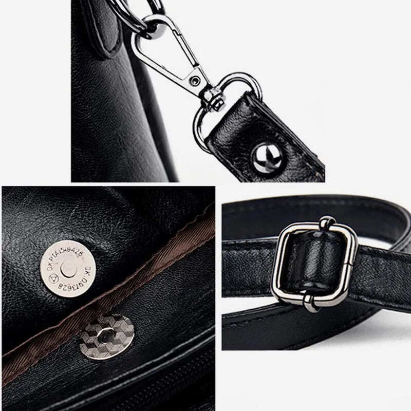 Carteiras e bolsas femininas, bolsa de ombro de couro genuíno com vários compartimentos