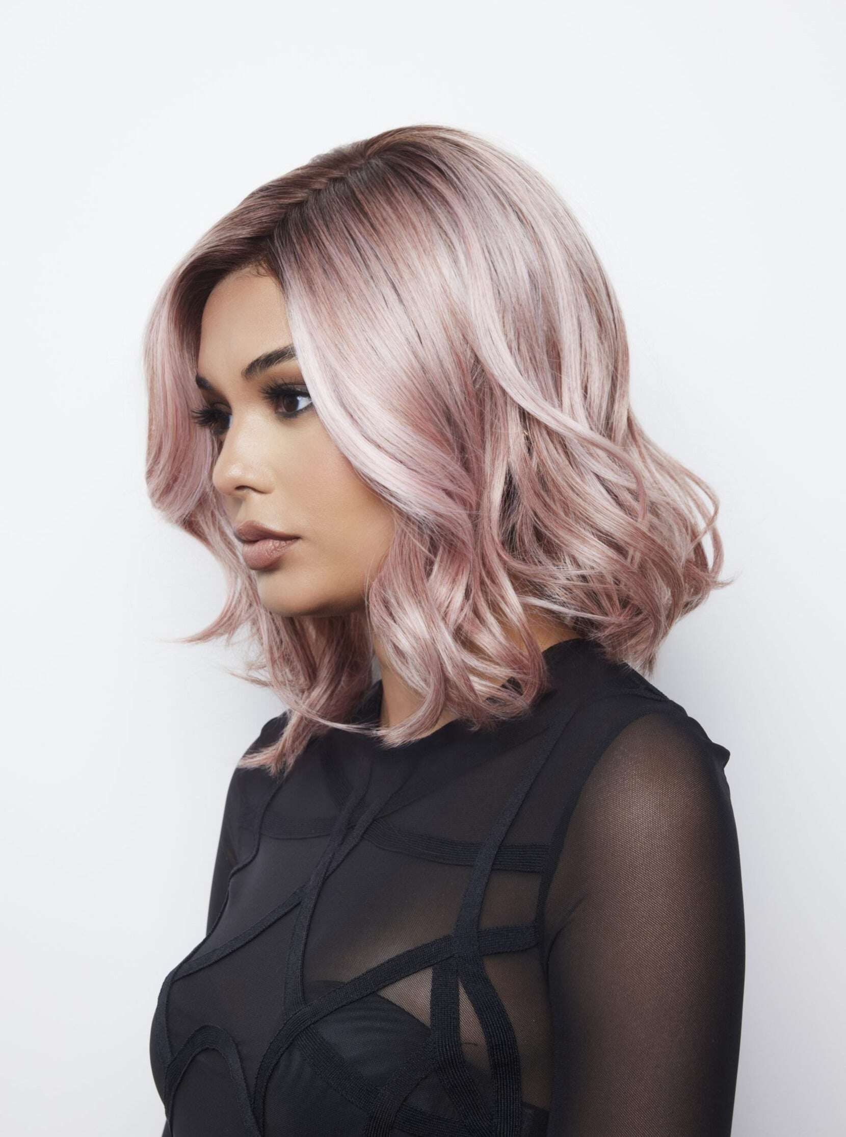 Upgraded side-parted wavy wig with bangs