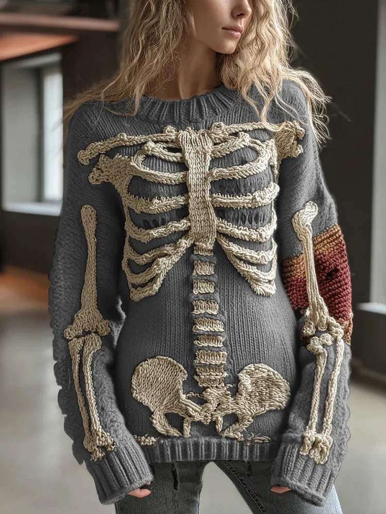 Vintage Halloween Anatomy Art Chunky Knitted Sweater
