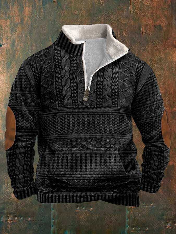 Męska bluza polarowa w stylu retro z nadrukiem