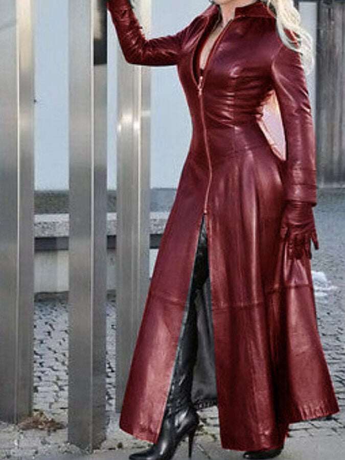 Jaqueta de couro elegante de mangas compridas