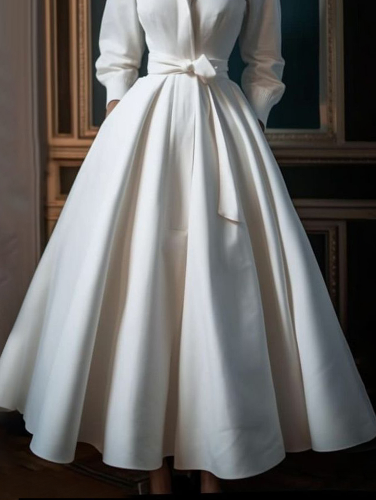 Casual Solid Color Stand Collar Shirt Midi Dress [Pre-Order]