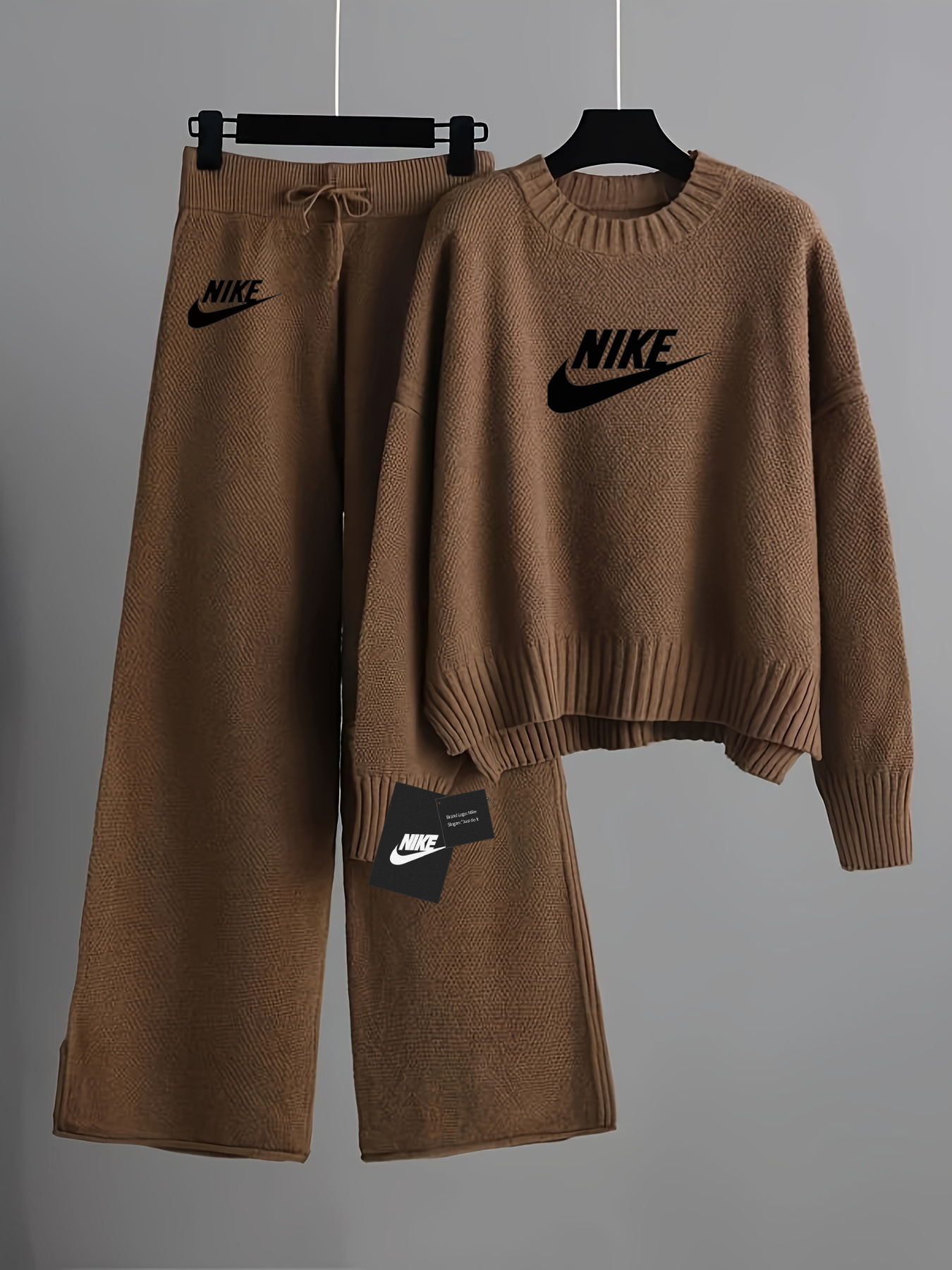2025 NIKE® Outono e inverno suéter solto, calças largas, terno de duas peças
