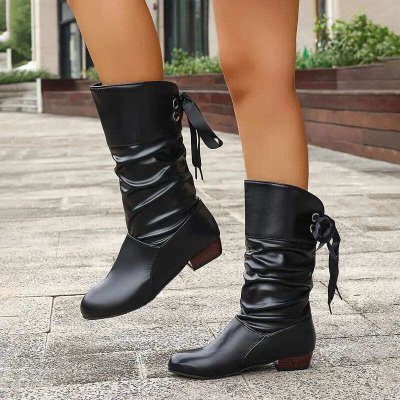 🔥Botas femininas elegantes com cadarço e sapatos quentes