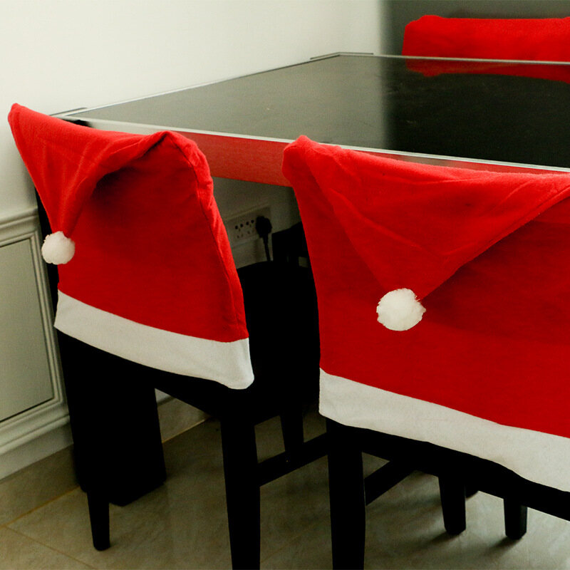 Capas de cadeira 1 pc / 10pcs Natal não tecido capa jantar mesa de volta decoração para casa decoração de natal ano fontes de festa