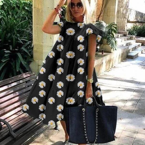 Vestido feminino com corte A para lindas férias de verão para mulheres