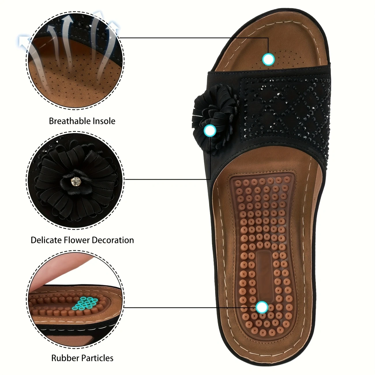 Rieker, letnie nowe damskie sandały ortopedyczne na koturnie z kwiatowym wzorem z 2025 r.