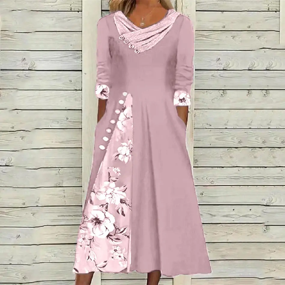 【S-3XL】2024 novo modelo e vestido com decote em v com bolso