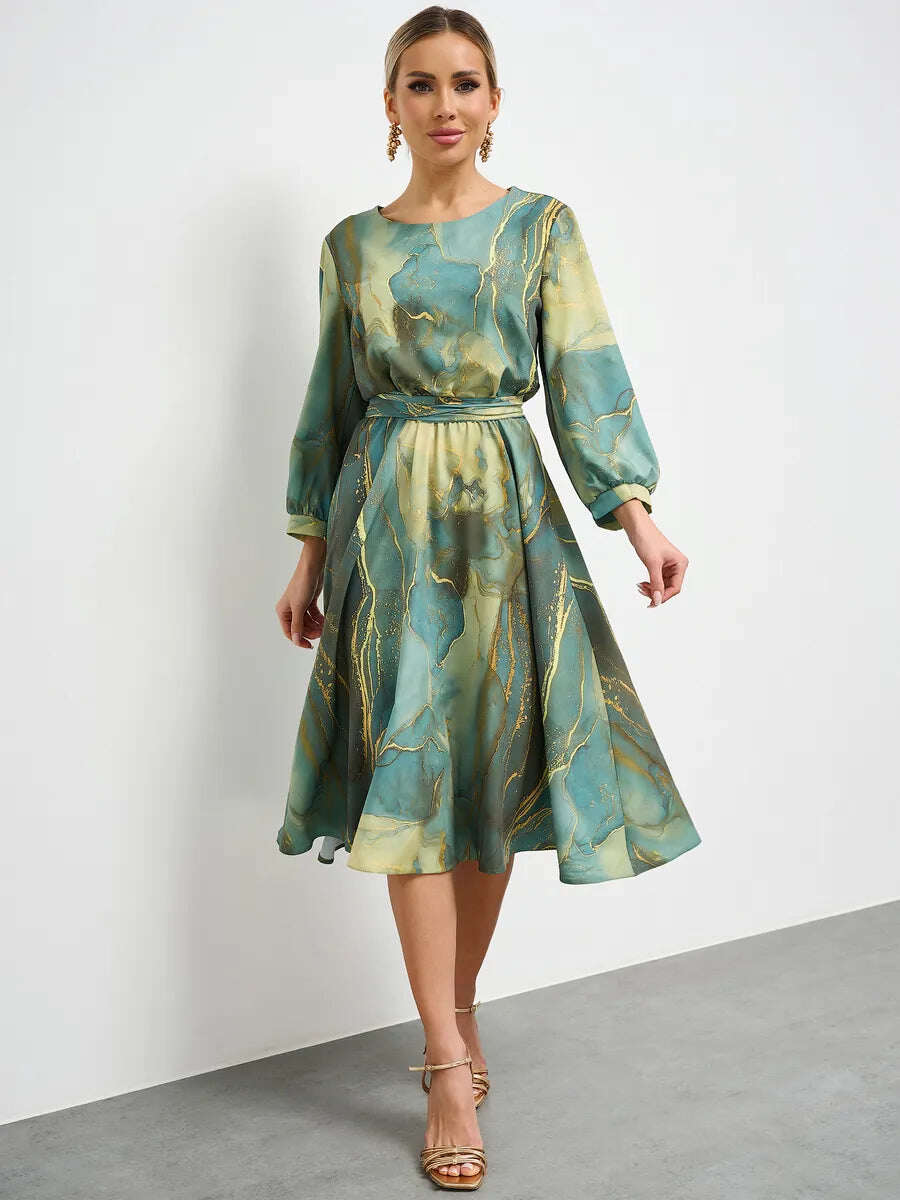 Vestido para mulher vestido feminino com mangas compridas francesas na cintura com cintura
