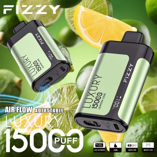 Fizzy Luxury 15000 Puffs LCD Screen Rechargeable Disposable Vapes Kiwi Passion Fruit Guava