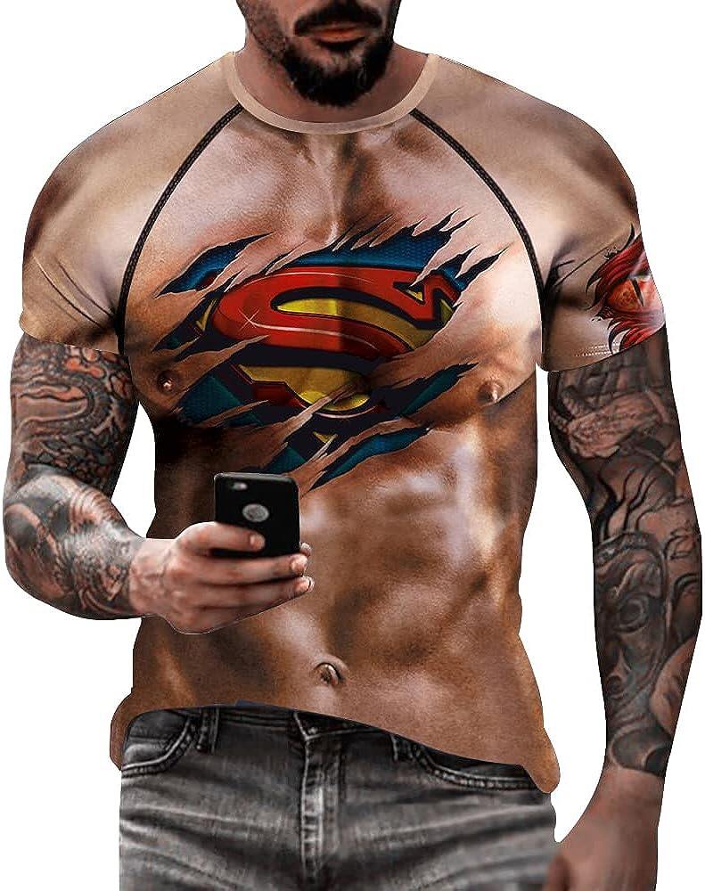 Men's 3D Print Skull T-Shirt 3D Creative Print Short Sleeve T-Shirt Casual Round Neck Novelty Street Fashion Tees Shirt